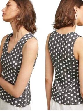 Anthropologie Maeve Polka Dot Sleeveless Top